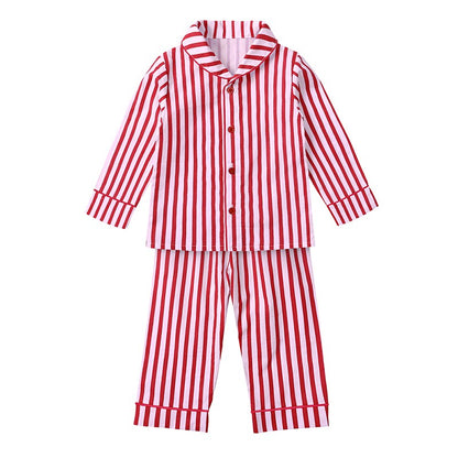 2025 Christmas Costume Child Pajamas Kid Clothes Sets Boy Girl Loungewear Suit Stripe 100% Cotton Toddler Homewear Night Dresses