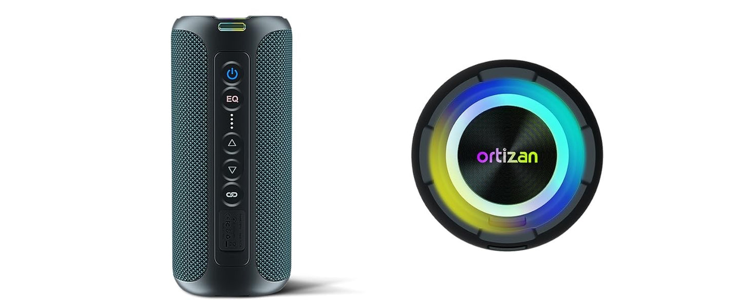 Ortizan 40W Caixas de Som Portáteis Bluetooth 5.3 Subwoofer Grave Sem Fio IPX7 Impermeável TWS Caixas de Som para Viagem ao Ar Livre Suporte TF/AUX