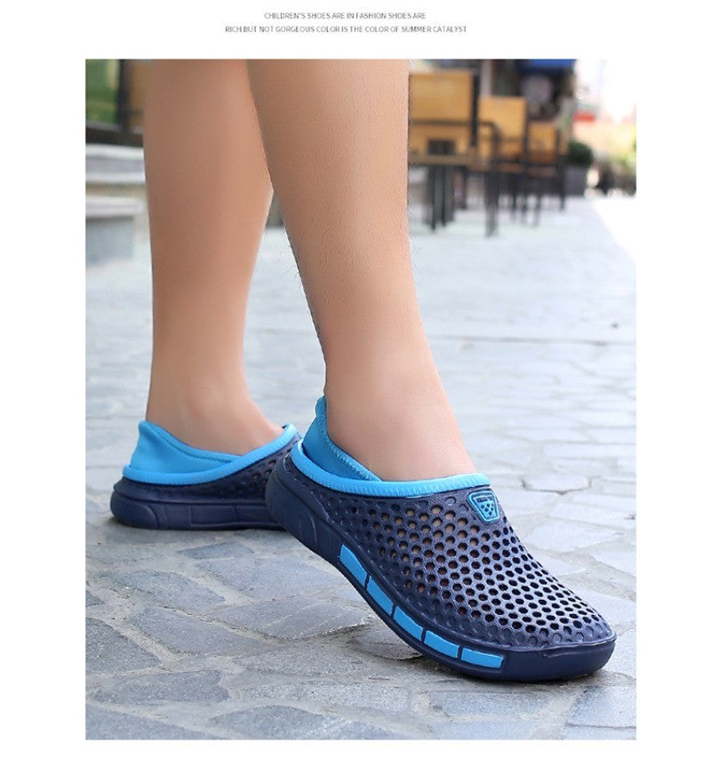 Men's and Women's Summer Sandals Clogs Casual Round Toe Slip on Outdoor Geometric Pattern Anti-slip Beach Hole Shoes Plus 46 47