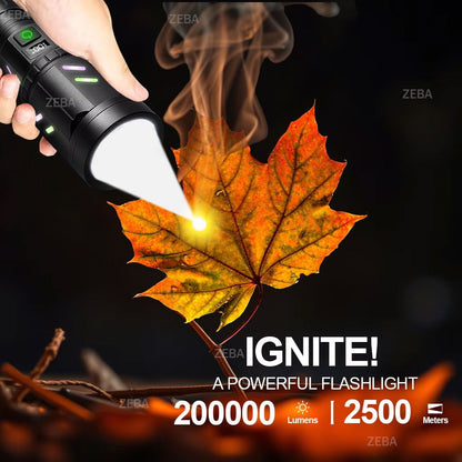 Ultra Powerful Windproof Fire Starting Flashlight Rechargeable High Power Torch Focused Light Source Can Light A Flame Lantern