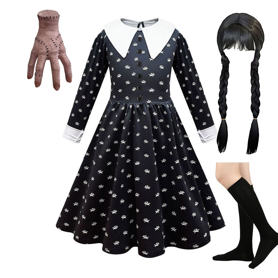 Girls Princess Dress Child Birthday Party Layered Disguise Kids Cosplay Halloween Fantasy Dark Gothic Dancing Costume 4-12Years