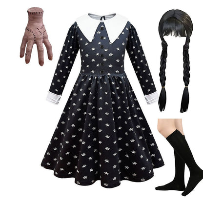 Girls Princess Dress Child Birthday Party Layered Disguise Kids Cosplay Halloween Fantasy Dark Gothic Dancing Costume 4-12Years