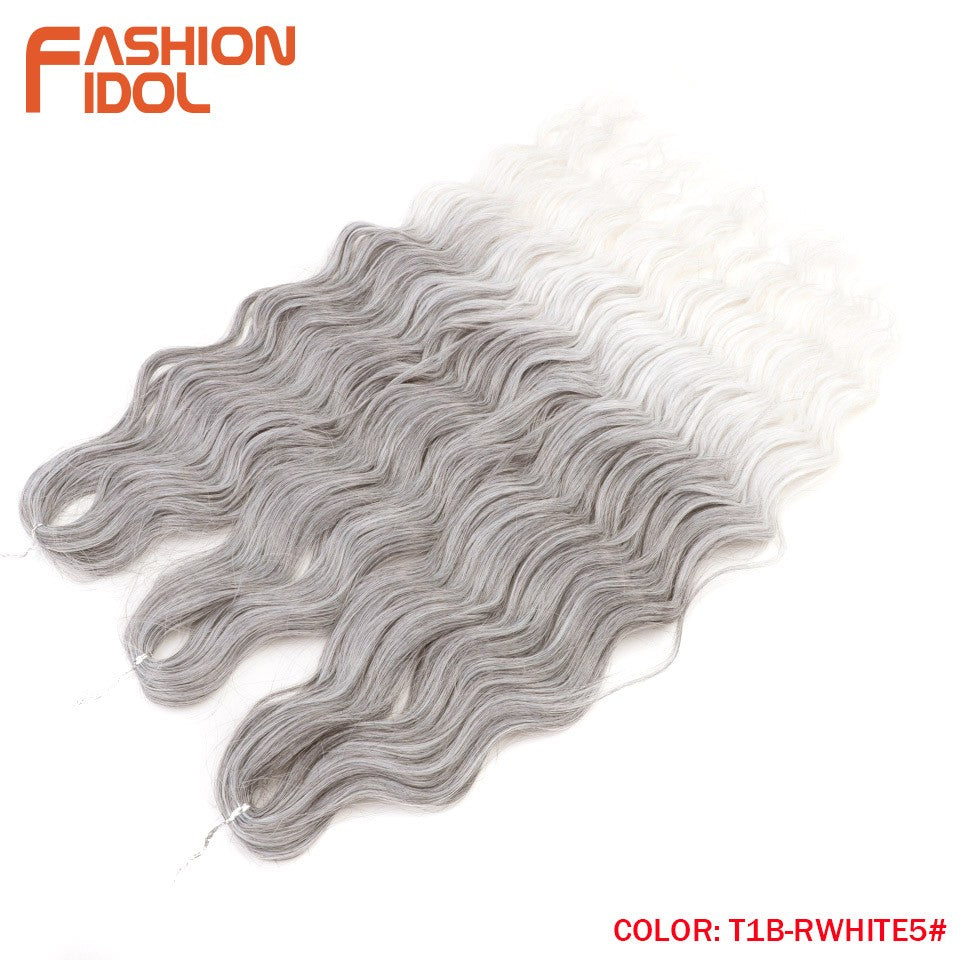FASHION IDOL Cabelo de Crochê Torção Laranja Extensões de Cabelo Trançado de Onda Profunda Sintética Cabelo Onda de Água 24 Polegadas Fibra Resistente ao Calor
