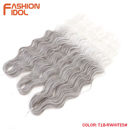 FASHION IDOL Cabelo de Crochê Torção Laranja Extensões de Cabelo Trançado de Onda Profunda Sintética Cabelo Onda de Água 24 Polegadas Fibra Resistente ao Calor