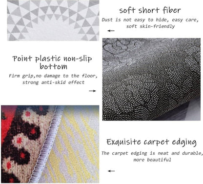 VIKAMA 2-Piece Christmas Festival Rug Set Kitchen Mat Combo, Entrance Hall Doormat Stain-Resistant and Easy-Care Home Decor