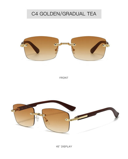 Vintage Frameless Sunglasses for Women Men Rectangle Sun Glasses Female Oval Eyewear Oculos De Sol for Male Female Eyeglasses