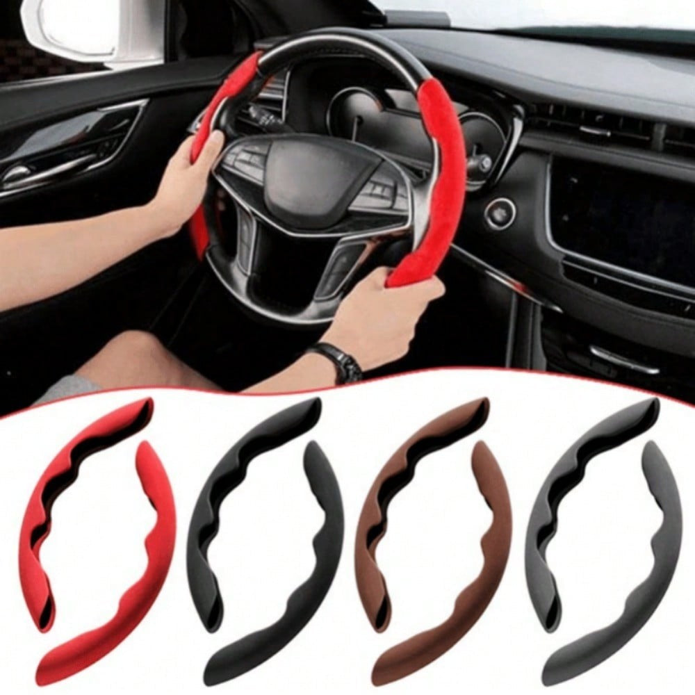 Capa Universal para Volante de Carro em Camurça / Couro Nappa 38CM Respirável Formato O/D Protetor Antiderrapante Acessórios de Interior Automotivo