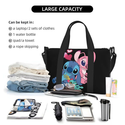 Custom Large SLilo And Stitch Cartoon Tote Bag Women Anime Shopping Shoulder Beach Gym Travel Bag