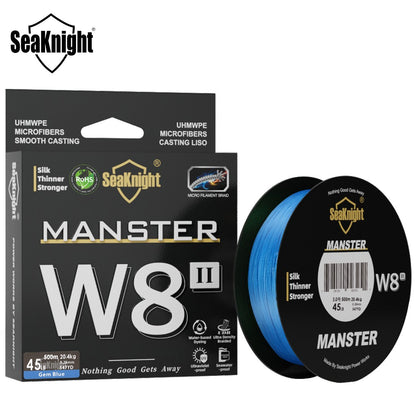 Linha de Pesca SeaKnight W8 II 300M PE, 8 Fios, Multifilamento Trançado, Revestimento Atualizado de Resina de Silicone, Pesca em Água Salgada