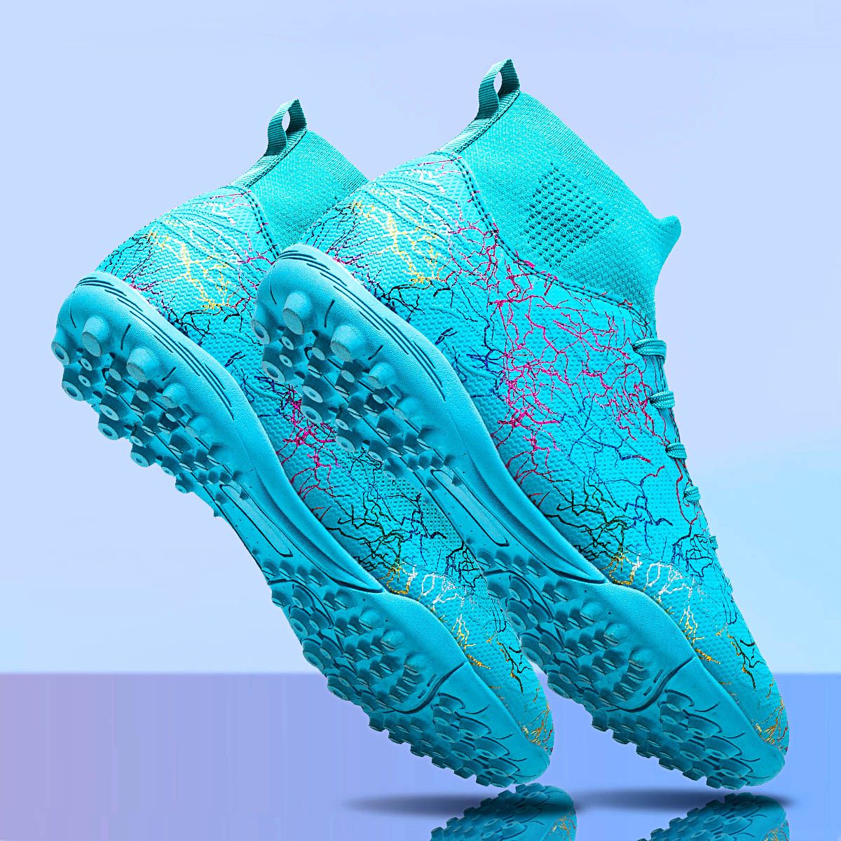 Professional High-Top Soccer Shoes for Men, Tf, Broken Nails (Referring to Cleats), Short Nails (Referring to Studs), Artificial Turf Training, Breathable, Anti-Slip