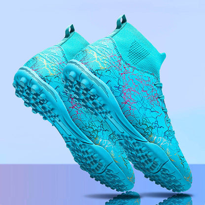 Professional High-Top Soccer Shoes for Men, Tf, Broken Nails (Referring to Cleats), Short Nails (Referring to Studs), Artificial Turf Training, Breathable, Anti-Slip