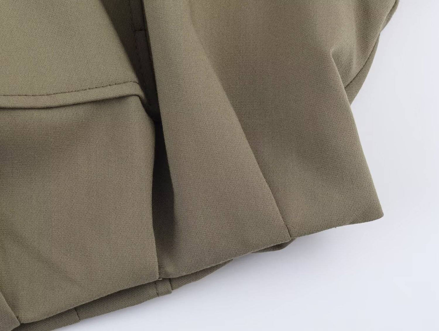 HH Woman Autumn Pleat Hem Pilot Jacket Solid Turn-Down Collar Zipper Single-Breasted Woman Fashion Long-Sleeved Pockets Coat