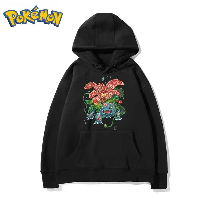 New Pokémon Cartoon Pattern Printed Men's and Women's Hoodies Autumn and Winter 2K Harajuku Large Size Casual Trend Thermal Top
