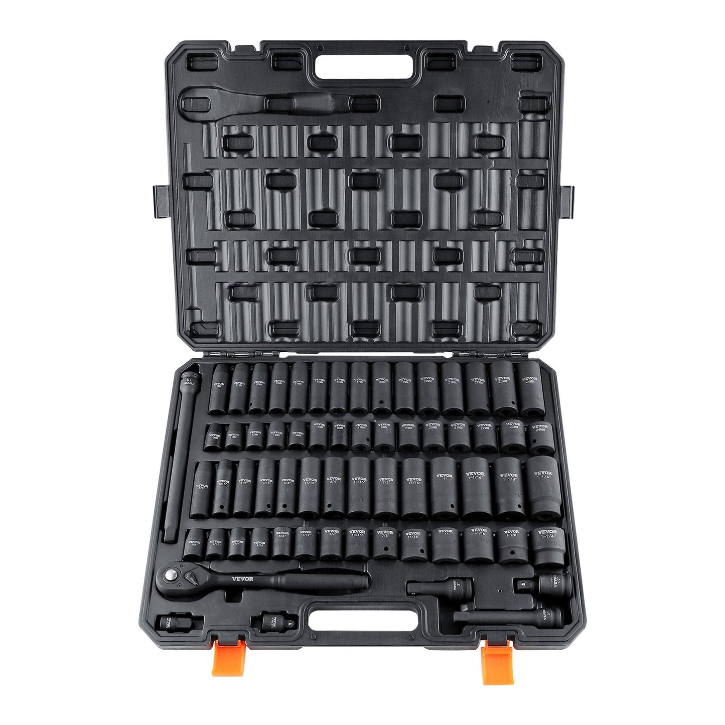 SucceBuy Jogo de Soquetes de Impacto 1/2" Aço Cr-V de 6 Pontas para Reparo Automotivo Marcações de Tamanho de Fácil Leitura Construção Robusta