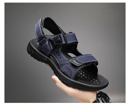 Summer Men Sandals PU Leather Lightweight Open Toe Flat Mens Casual Shoes Outdoor Walking Sandals for Men Beach Shoes Size 39-46