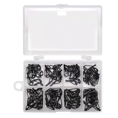 8/16/80Pcs Black Top Tip Guide for Spinning Casting Fishing Rod Building Repair Eye Line Ring Stainless Steel Frame