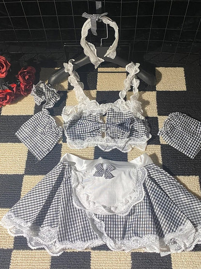 Bunny Complete Maid Cosplay Costume Set Ruffle Cosplay Vacation Halloween Outfit Halter Dress Set Outfit Costume Play Occasions