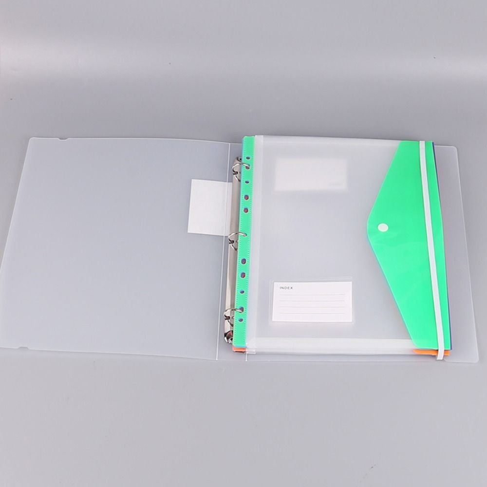 6 pcs Colorful Plastic Binder Folders Clear A4 Binder Pocket Snap Closure 11 Holes Punched Pockets Home Office