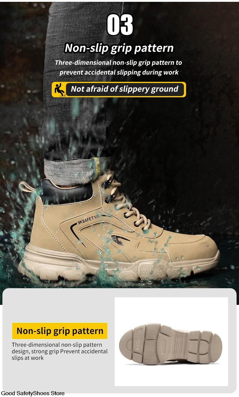 Botas de Segurança Masculinas com Biqueira de Aço Indestrutíveis para Construção Botas de Segurança à Prova de Perfurações Calçados de Trabalho Masculinos Protetores