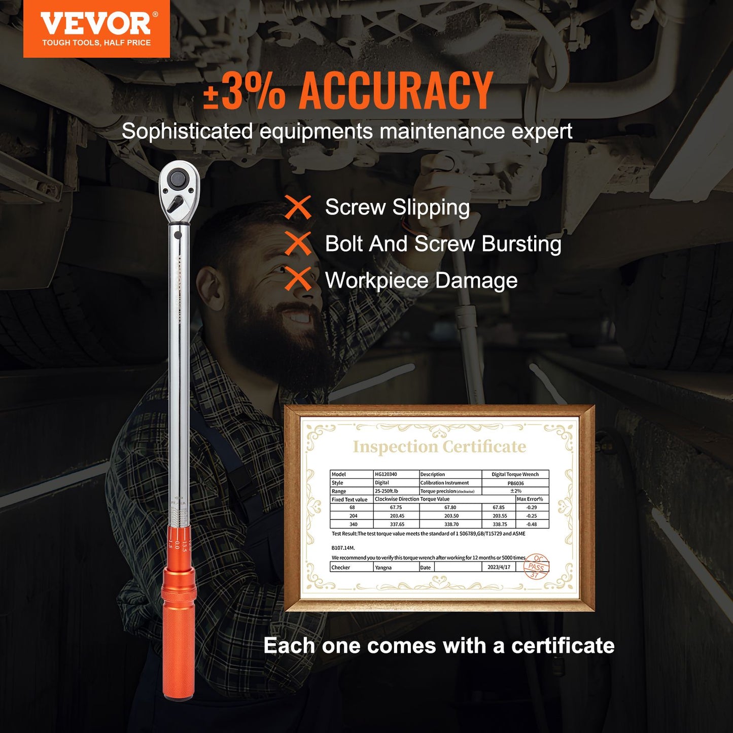 SucceBuy Jogo de Chave de Torque Mecânica de 1/2" 1/4" 3/8" Ferramentas Manuais de Ponteiro de Precisão Chave de Torque Ferramenta de Reparo de Carro para Oficina