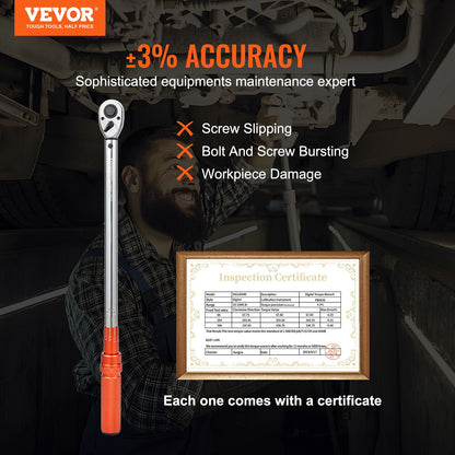 SucceBuy Jogo de Chave de Torque Mecânica de 1/2" 1/4" 3/8" Ferramentas Manuais de Ponteiro de Precisão Chave de Torque Ferramenta de Reparo de Carro para Oficina