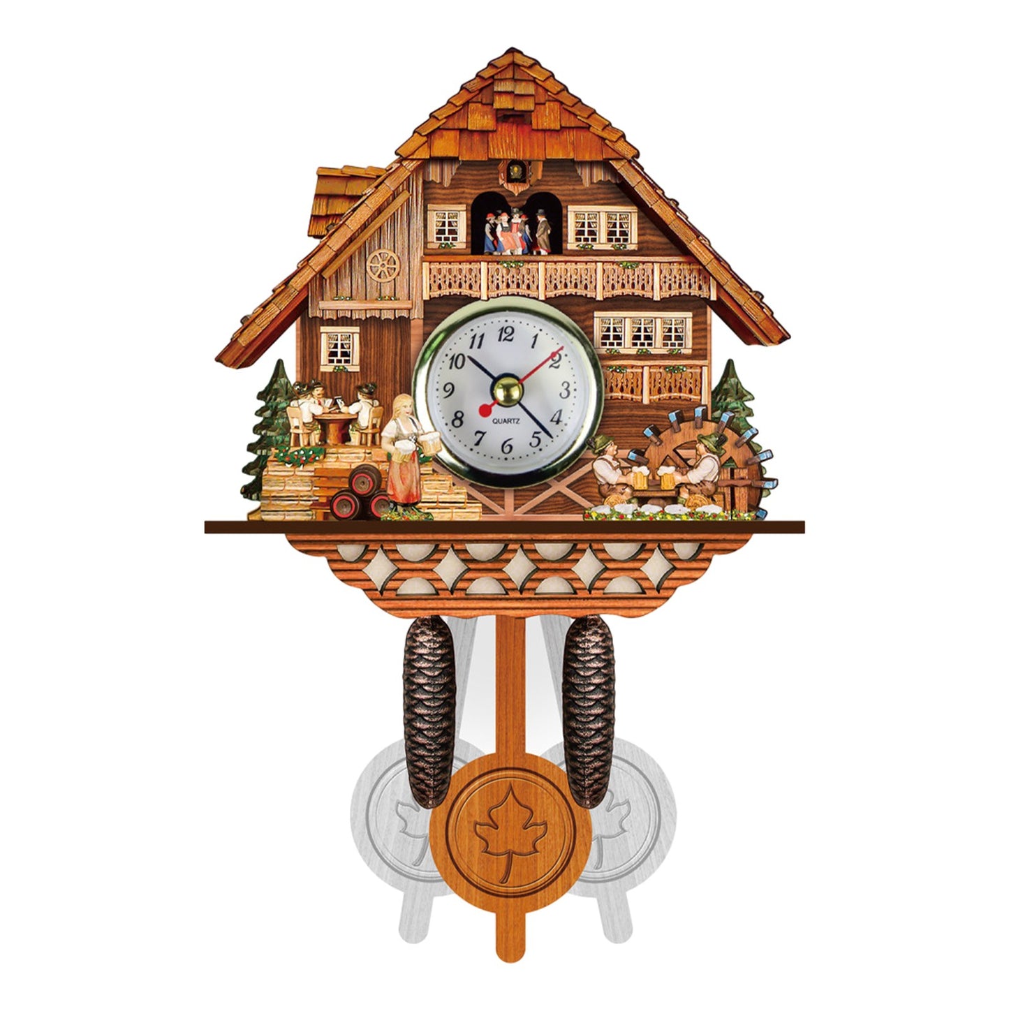 Bird Time Bell Swing Alarm Watch Imitation Wood Style With Easy-to-Read Dials Cuckoo Clock CM012
