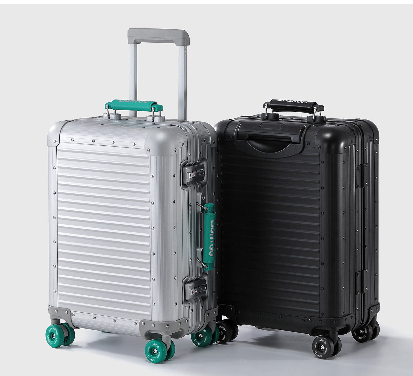 LIGHTGO Mala de Viagem em Liga de Alumínio e Magnésio de 20 Polegadas, Bagagem de Mão Rígida com Trava TSA para Viagens de Negócios