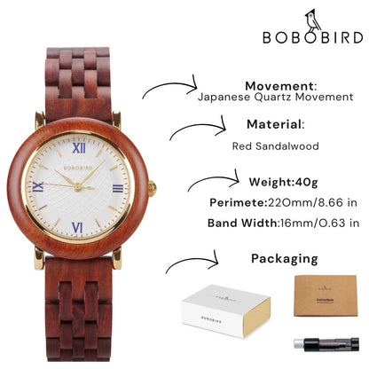 BOBO BIRD Women’s Custom Wooden Watch – Eco-Friendly Personalized Gift Quartz Wristwatch with Engraving Option Dropshipping