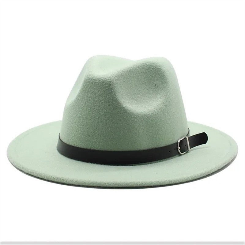 Men's fedora hat Men's and women's universal solid color fedora hat Women's 21 color wide brim jazz hat Autumn and winter Britis