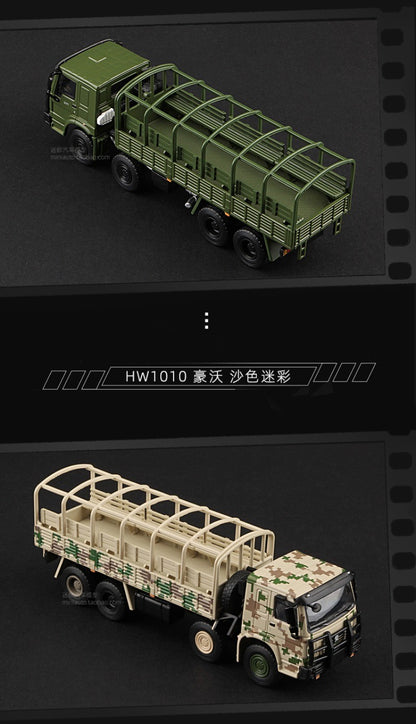 Masdi 1/64 Scania 770S V8 Caminhão Howo HW1006 Militar Verde Liga de Carro Modelo Miniatura Coleção Diecast Enfeite Modelo Hobby Brinquedo