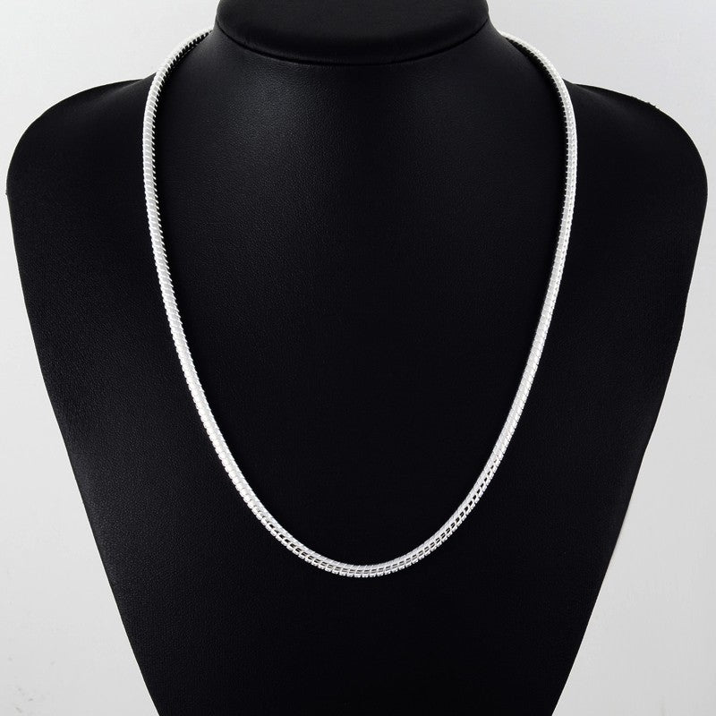 Colar Corrente Masculino Prata Snake 4mm 50cm, Colar Joia Prata Esterlina 925 para Mulheres