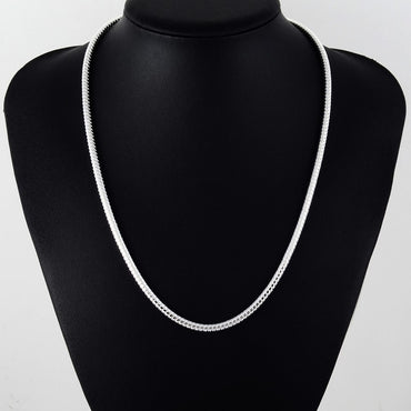 Men's 4mm 50cm Silver Snake Chain Necklaces 925 Sterling Silver Jewelry Necklace for Women