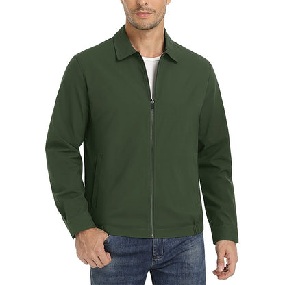 MAGCOMSEN Men's Zip-Front Golf Jacket Spring Summer Casual Jacket Solid Color Turn-down Collar Outerwear Hiking Fishing Travel