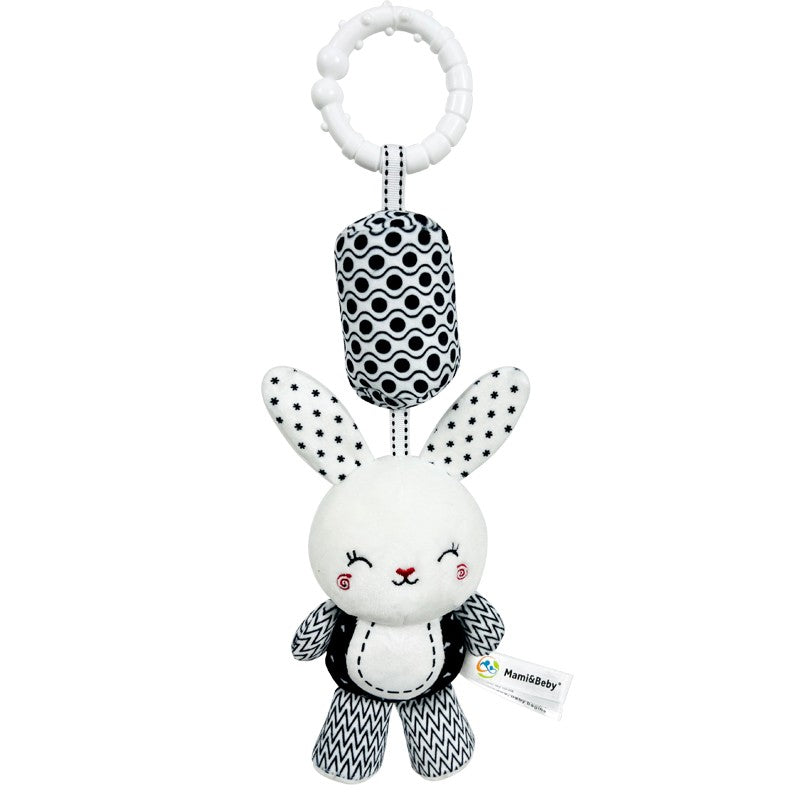 Stroller Bed Crib Hanging Bell Plush Doll Baby Infant Rattles Newborn Black White Visual Grab Ability Training Toy for Bebe Gift