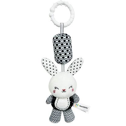 Stroller Bed Crib Hanging Bell Plush Doll Baby Infant Rattles Newborn Black White Visual Grab Ability Training Toy for Bebe Gift