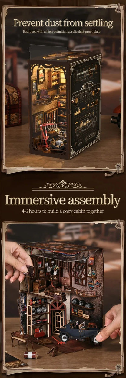 Retro DIY De Madeira Recantos de Livros Figuras Kits de Miniaturas Caixa Surpresa Oficina de Reparos de Artesanato Estante Decoração de Aparadores