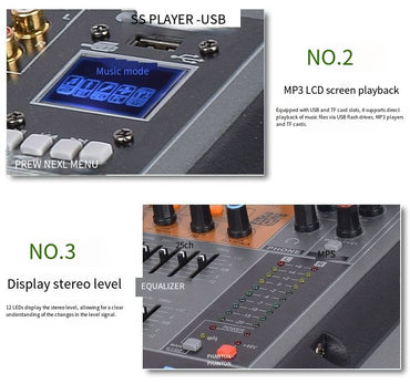 TITumnnl Digital Mixer Professional Audio Mixer 18channels with 99bit dps reverb chip Bluetooth USB MP3 for stage bar studio DJ