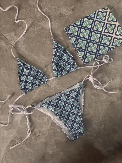 2025 Luxury Design Women's Scarf Swimsuits Italian Designer Brand Sexy Beach Scarf Bikini Set