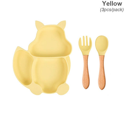 Baby Silicone Sucker Bowl Plate Cup Bibs Spoon Fork Sets Children Tableware Baby Feeding Dishes Sets Personalized Name BPA Free