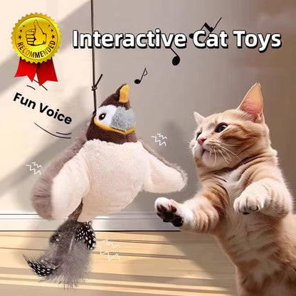 Pássaro Elétrico de Catnip (com Catnip) Brinquedo Interativo para Gatos Recarregável por USB Pet Cães Gatos Brinquedo Quente de Pelúcia com Som Ativado por Toque
