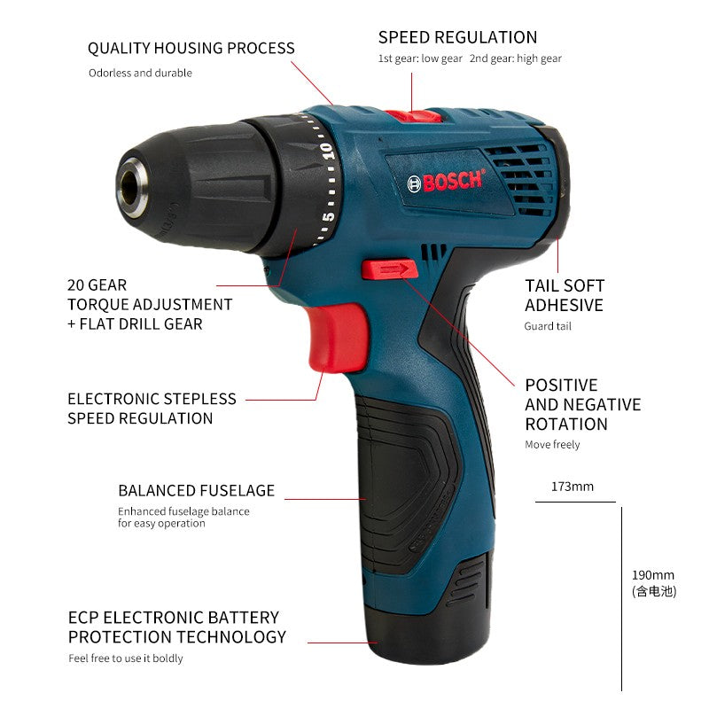 Furadeira Elétrica Bosch GSR120-LI Profissional, Furadeira Elétrica Sem Fio, Ferramentas Elétricas Multifuncionais para Casa