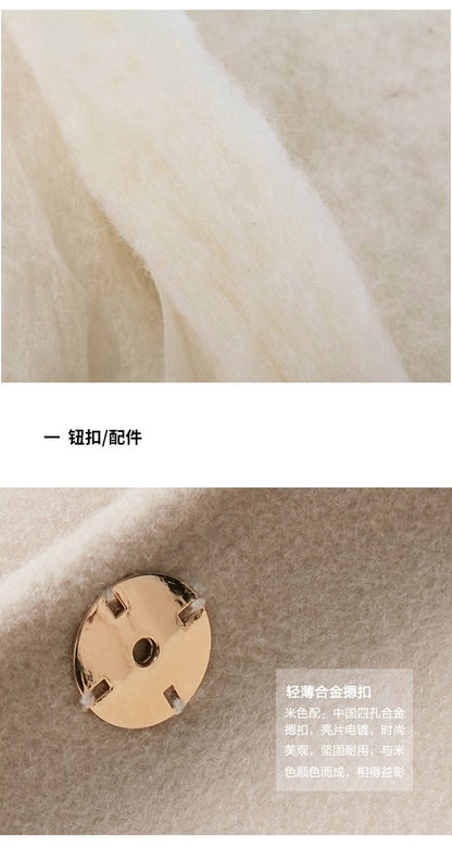 Novo estilo de casaco feminino de lã bege slim fit para outono e inverno, moda japonesa e coreana