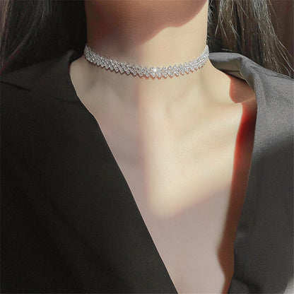 Colares com Pingente em Forma de Coração e Asas de Anjo Cor Prata Zircônia Cúbica 5A Estilo Minimalista Corrente na Clavícula Joias Femininas e para Meninas