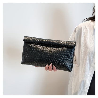 Fashionable and elegant clutch bag, large-capacity flip-top dinner bag, versatile handbag, ladies' shopping bag