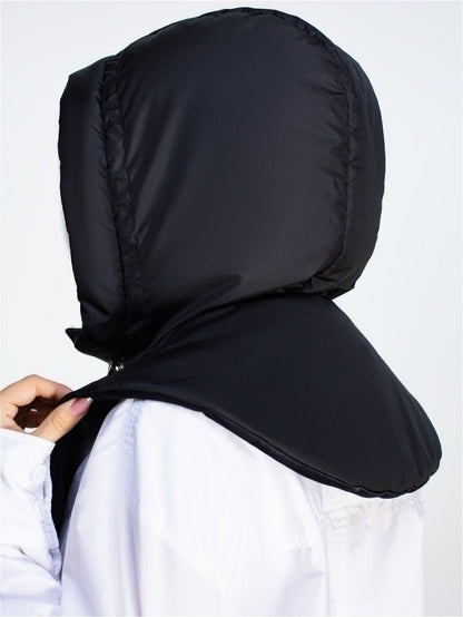 Winter Ultralight Down Hooded Hats for Women Men Warm Ring Scarf Balaclava Hat Neck Zippper Drawstring Coat Scarf Short Tank Top