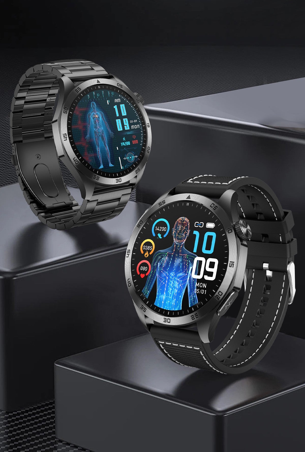 2025New Micro Physical Examination Blood Lipids Uric Acid Blood Pressure Smart Watch ECG+PPG Clock Bluetooth Call Smartwatch Men
