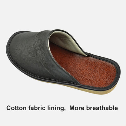 Big sizeGenuine Cow Leather Slippers Homes in indoor slipper Spring Autumn men women elderly non-slip casual single Slides shoes