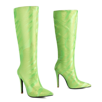 Ladies High Heel Boots Fashion Pointed French Stiletto Heels Office Long Boots Large Size Knee-High Women Shoes Winter Footwear