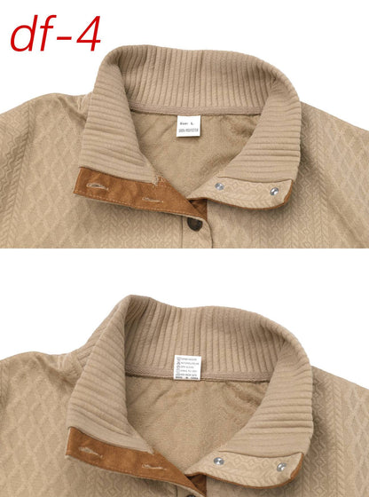 Men's European Size Jacquard Stand-Collar Long-Sleeve Hoodie - Outdoor Casual Knitwear