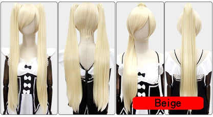HSIU 80Cm Long Staight Ponytail Clip Cosplay Wig high temperature fiber Synthetic Wigs Anime Party Ponytail Party wigs 14 color